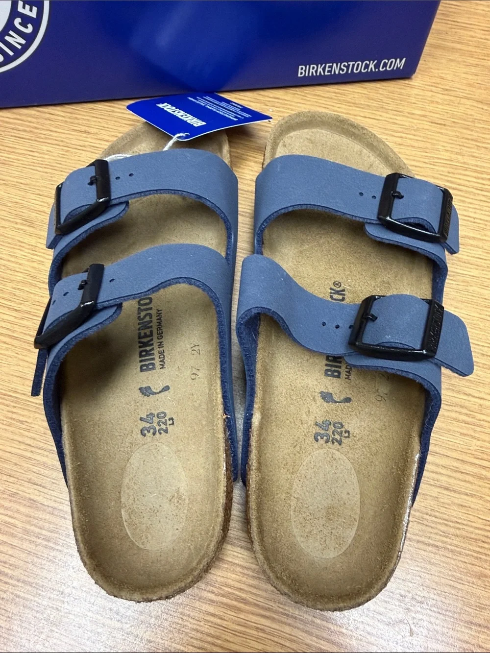 BIRKENSTOCK Arizona Kids - Birkibuc Navy - size 34 Narrow (New in Box)